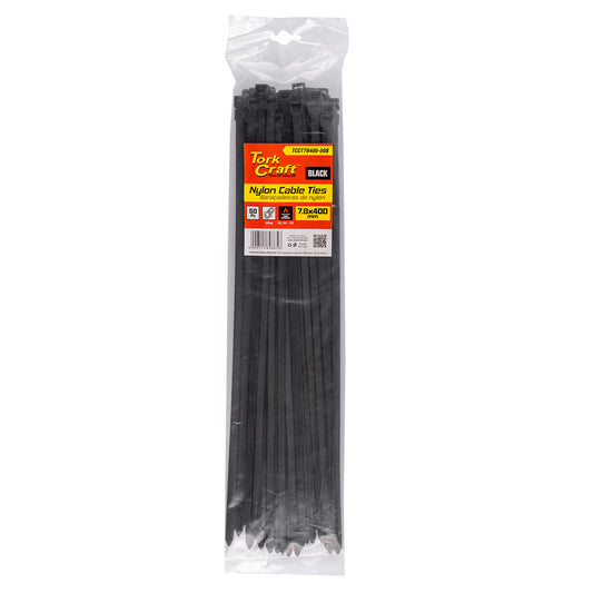 NYLON CABLE TIES 7.6MM X 400MM BLACK 50PC