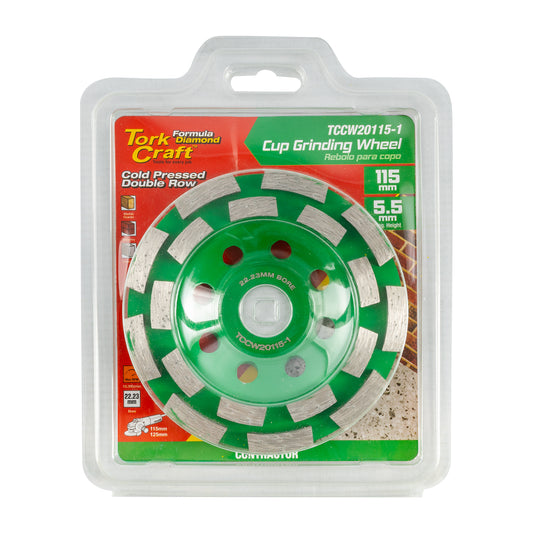 DIA. CUP WHEEL 115MM X 22.23MM DBL ROW COLD PRESSED CONTRACTOR