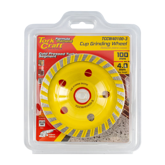 DIA. CUP WHEEL 100MM X 22.23MM TURBO COLD PRESSED ECONOMY