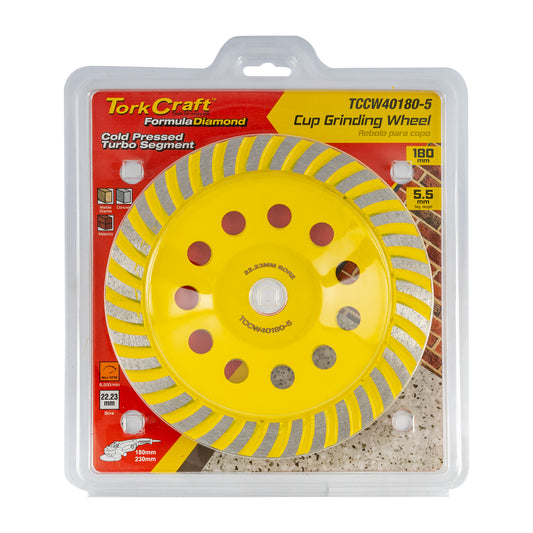 DIA. CUP WHEEL 180MM x 22.23MM TURBO COLD PRESSED ECONOMY
