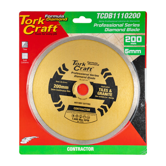 DIAMOND BLADE 200MM X 22.22 CONTINUES RIM