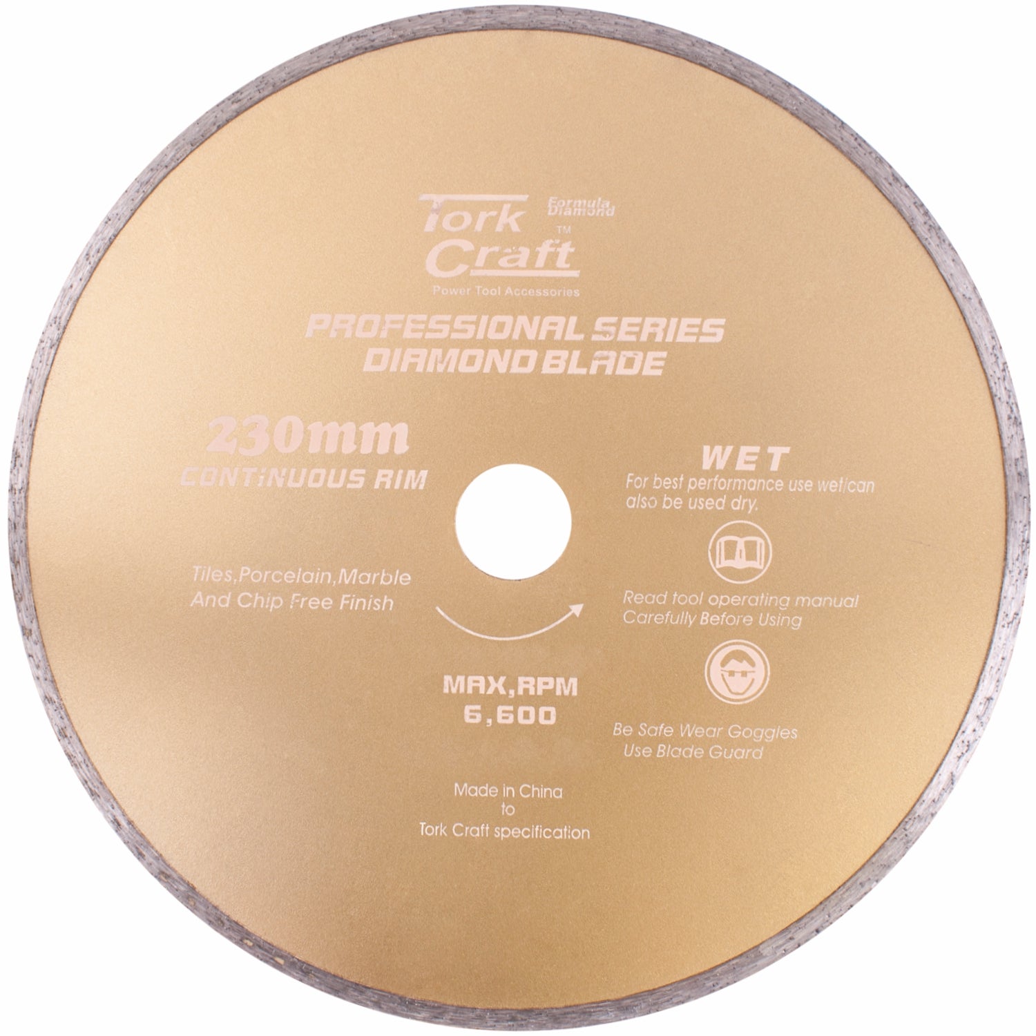 DIAMOND BLADE CONTINUES THIN RIM 230X22.22MM