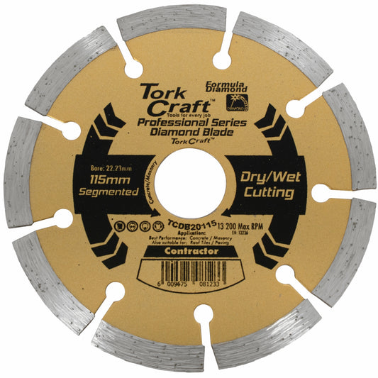 DIAMOND BLADE 10MM SEG FOR CUTTING BUILDING MATERIALS 115MM 22X23MM