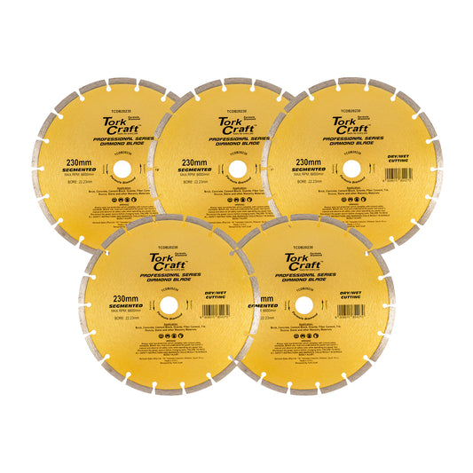 DIAMOND BLADE SEGMENTED 230MM PROFESSIONAL BULK 5 PACK