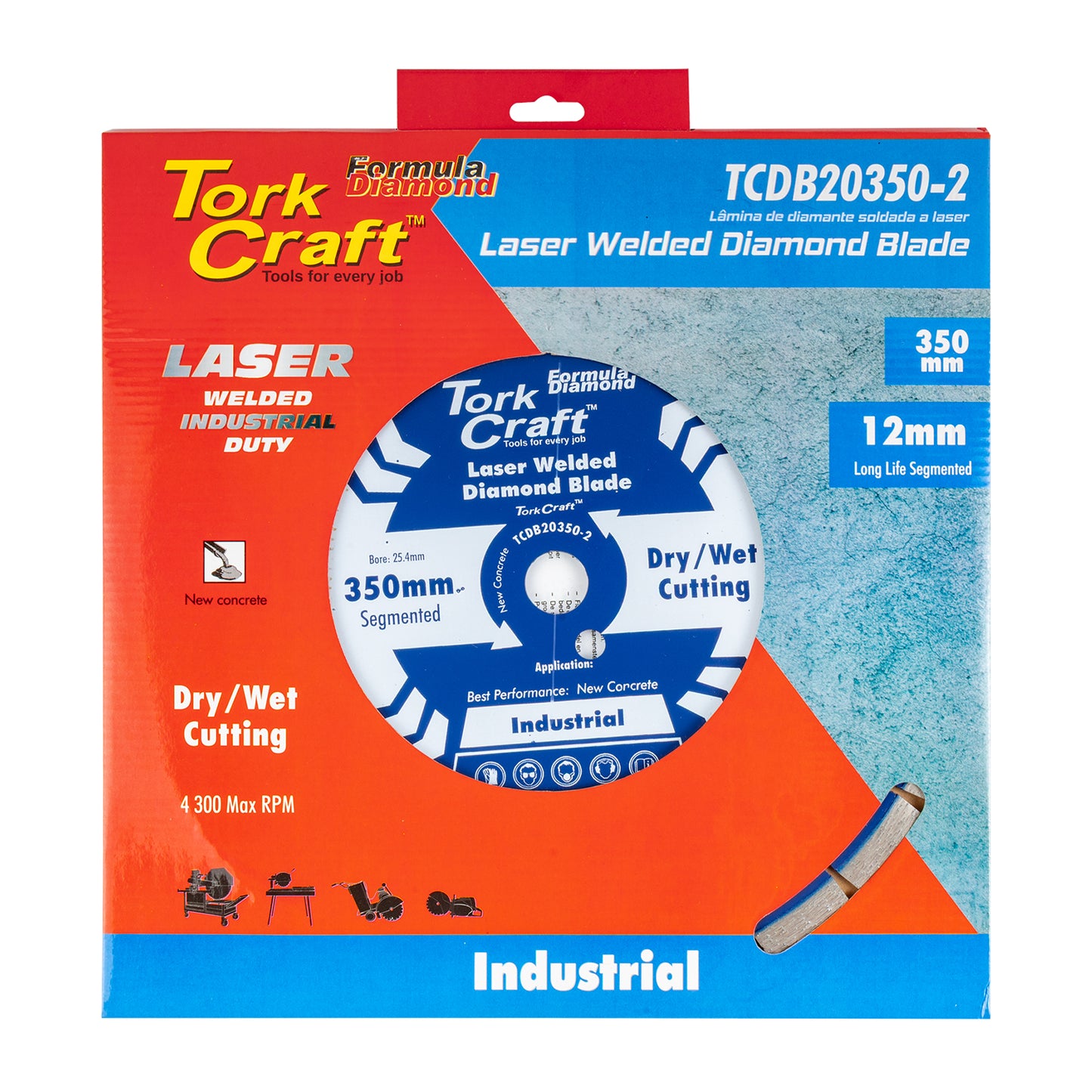 DIAMOND BLADE 350x25.4MM GREEN / NEW CONCRETE LASER WELDED SEGMENTED