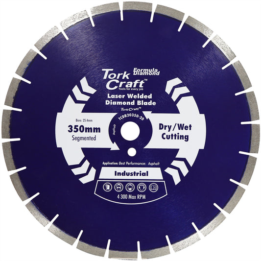 DIAMOND BLADE 350x25.4MM ASPHALT LASER WELDED SEGMENTED TAR