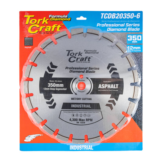 DIAMOND BLADE 350x25.4MM ASPHALT LASER WELDED SEGMENTED TAR