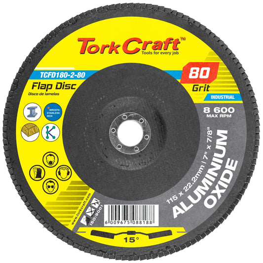 FLAP DISC 180MM 15 DEG.ANGLE 80GRIT A/O