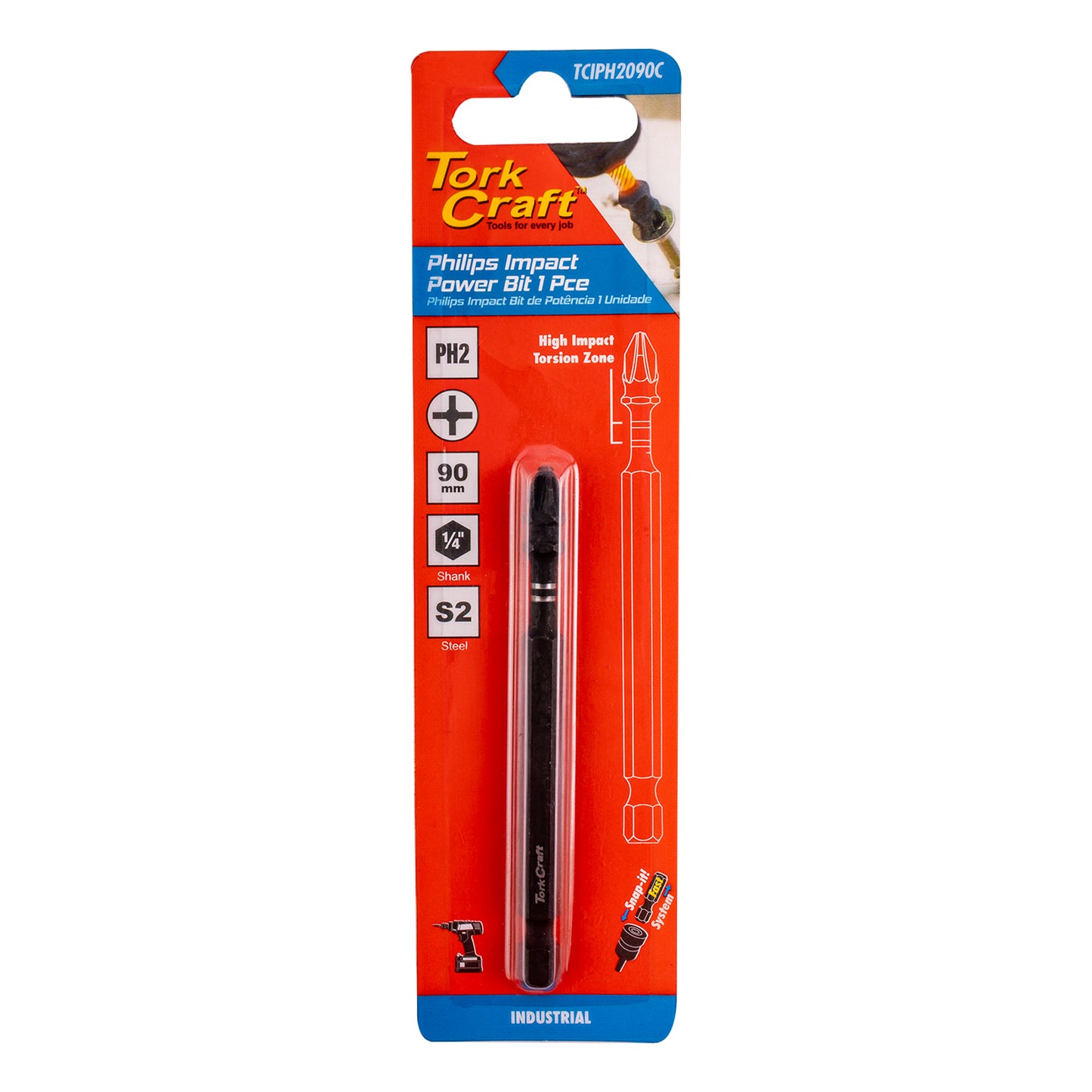 IMPACT PH2 X 90MM POWER BIT 1PC CARDED