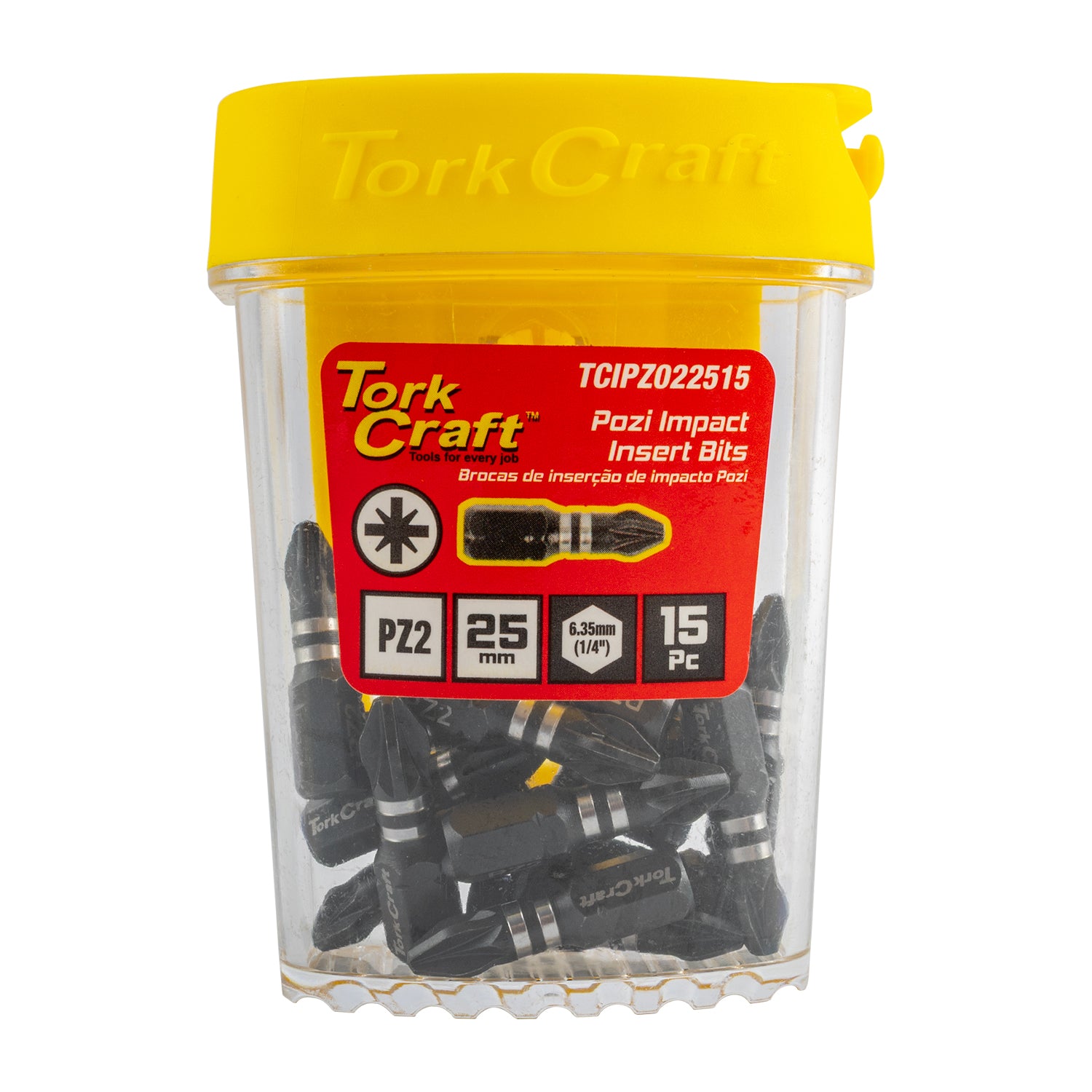 IMPACT POZI.2 X 25MM INSERT BIT 15PC TIC TAC CASE PZ2