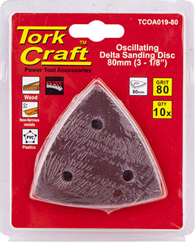 OSCILLATING SANDPAPER A/O 80MM 10PC DELTA SHAPE 80GRIT