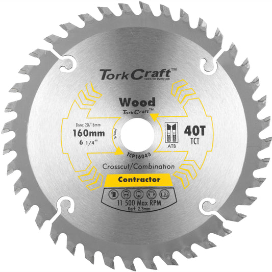 BLADE CONTRACTOR 160 X 40T 20/16 CIRCULAR SAW TCT