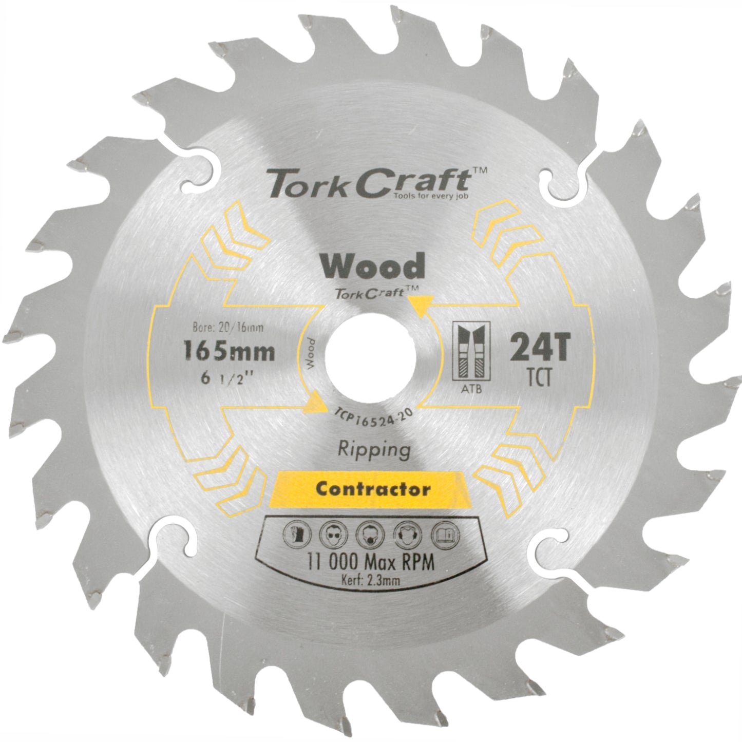 BLADE CONTRACTOR 165 X 24T 20/16 CIRCULAR SAW TCT