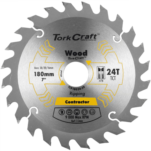 BLADE CONTRACTOR 180 X 24T 30/20/16 CIRCULAR SAW TCT