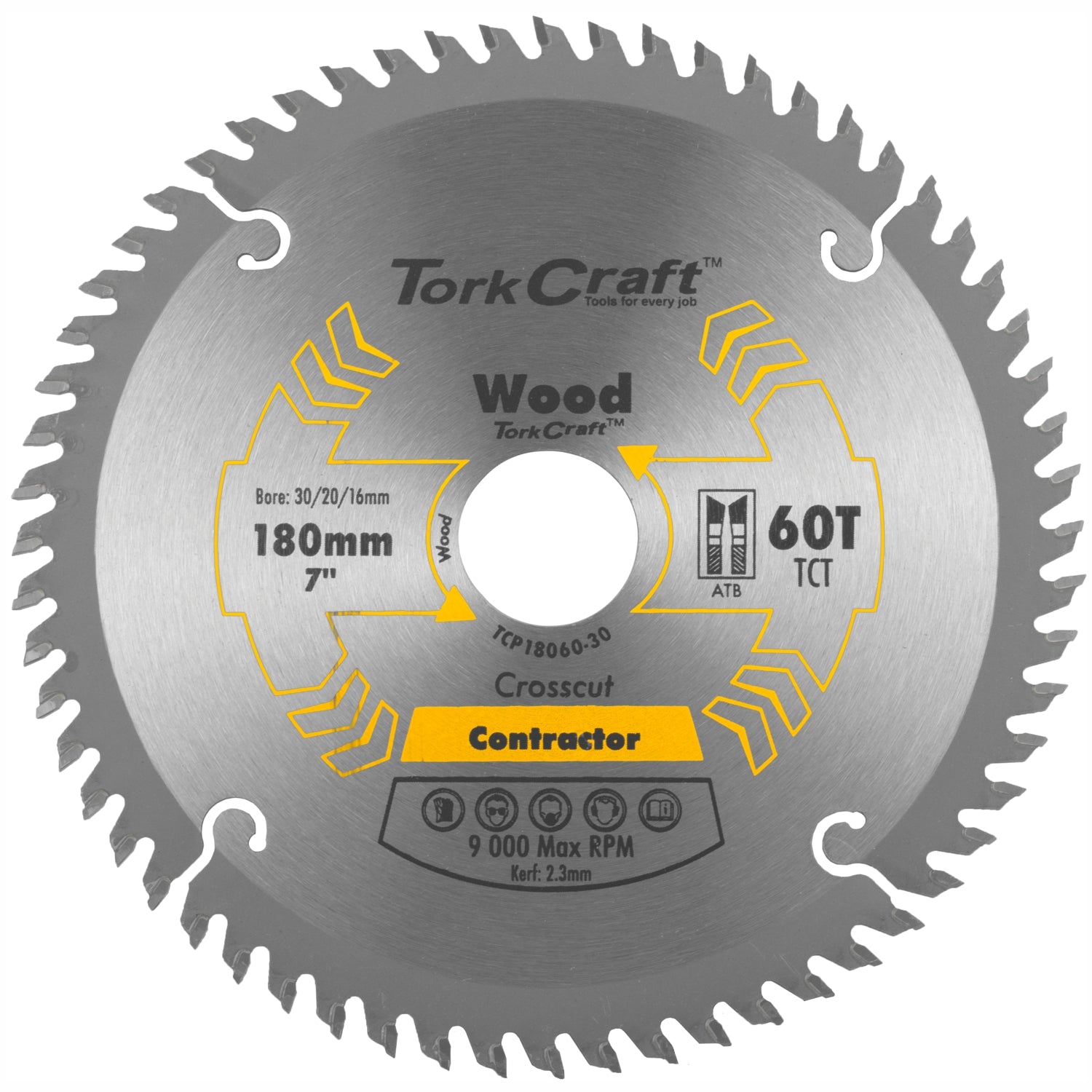 BLADE CONTRACTOR 180 X 60T 30/20/16 CIRCULAR SAW TCT