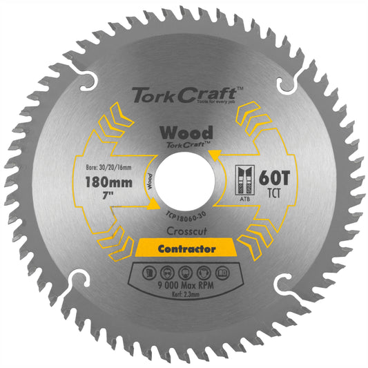 BLADE CONTRACTOR 180 X 60T 30/20/16 CIRCULAR SAW TCT