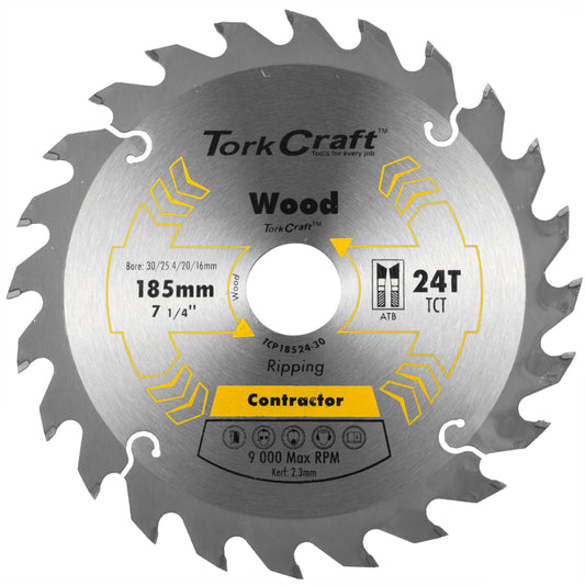 BLADE CONTRACTOR 185 X 24T 30/20/16/1 CIRCULAR SAW TCT