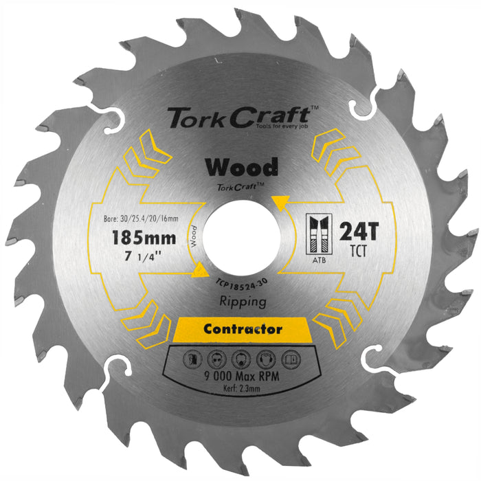 BLADE CONTRACTOR 185 X 24T 30/20/16/1 CIRCULAR SAW TCT