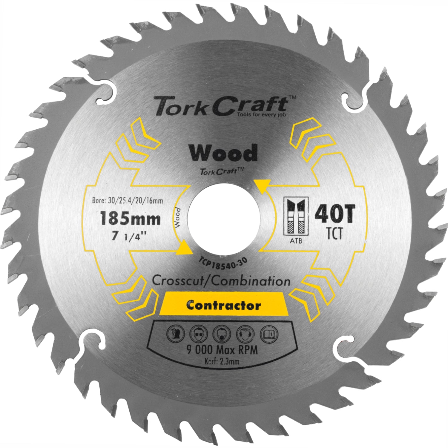 BLADE CONTRACTOR 185 X 40T 30/20/16/1 CIRCULAR SAW TCT