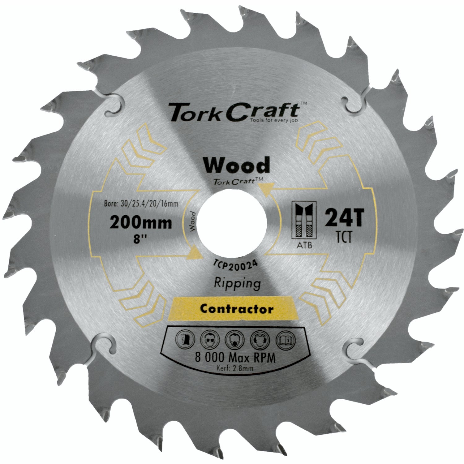 BLADE CONTRACTOR 200 X 24T 30/1/20/16 CIRCULAR SAW TCT