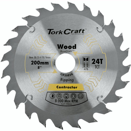 BLADE CONTRACTOR 200 X 24T 30/1/20/16 CIRCULAR SAW TCT