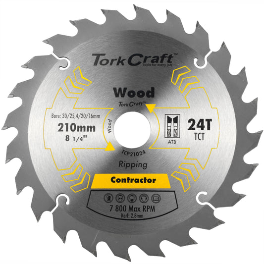 BLADE CONTRACTOR 210 X 24T 30/1/20/16 CIRCULAR SAW TCT
