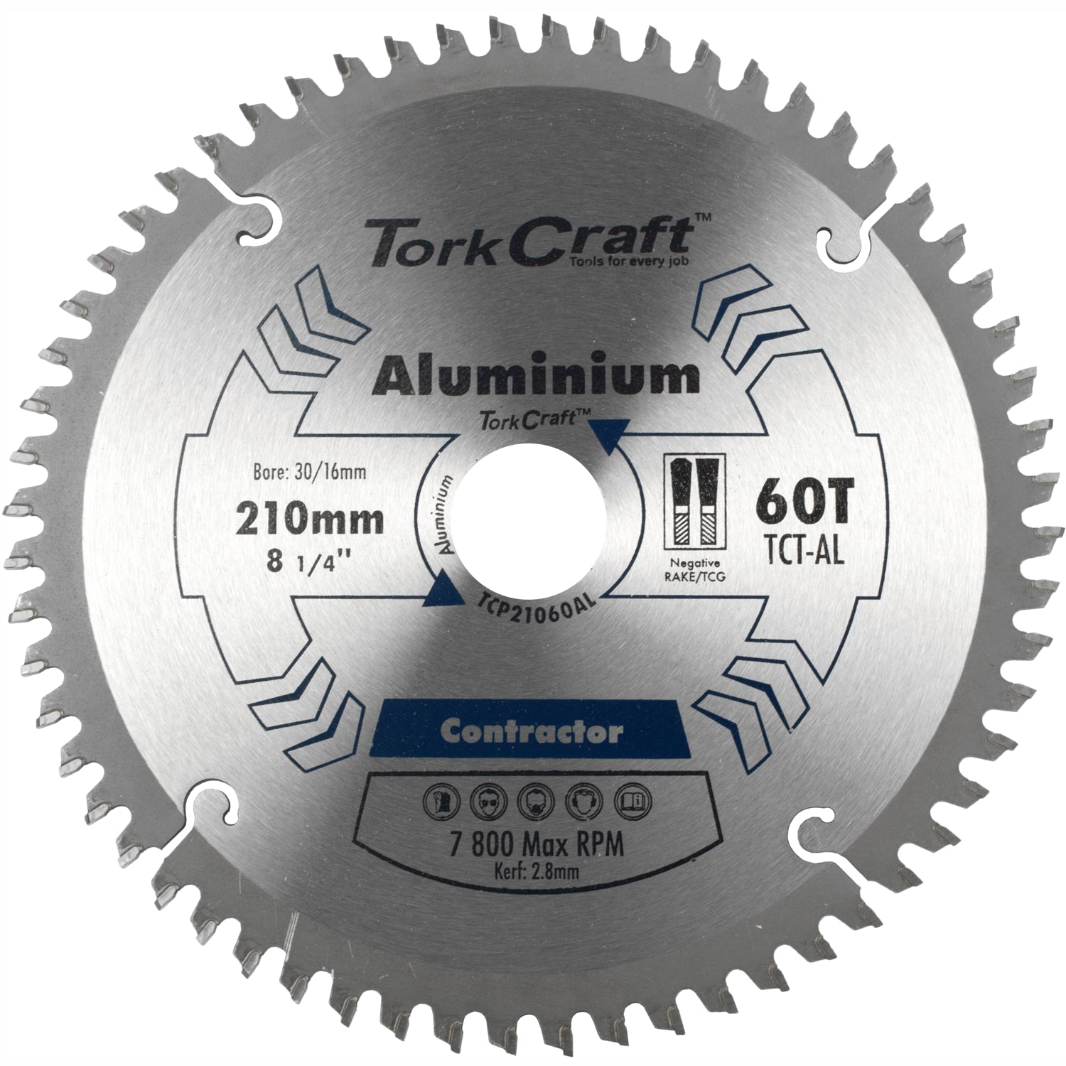 BLADE CONTACTOR ALUM 210 X 60T 30/16 CIRCULAR SAW TCT
