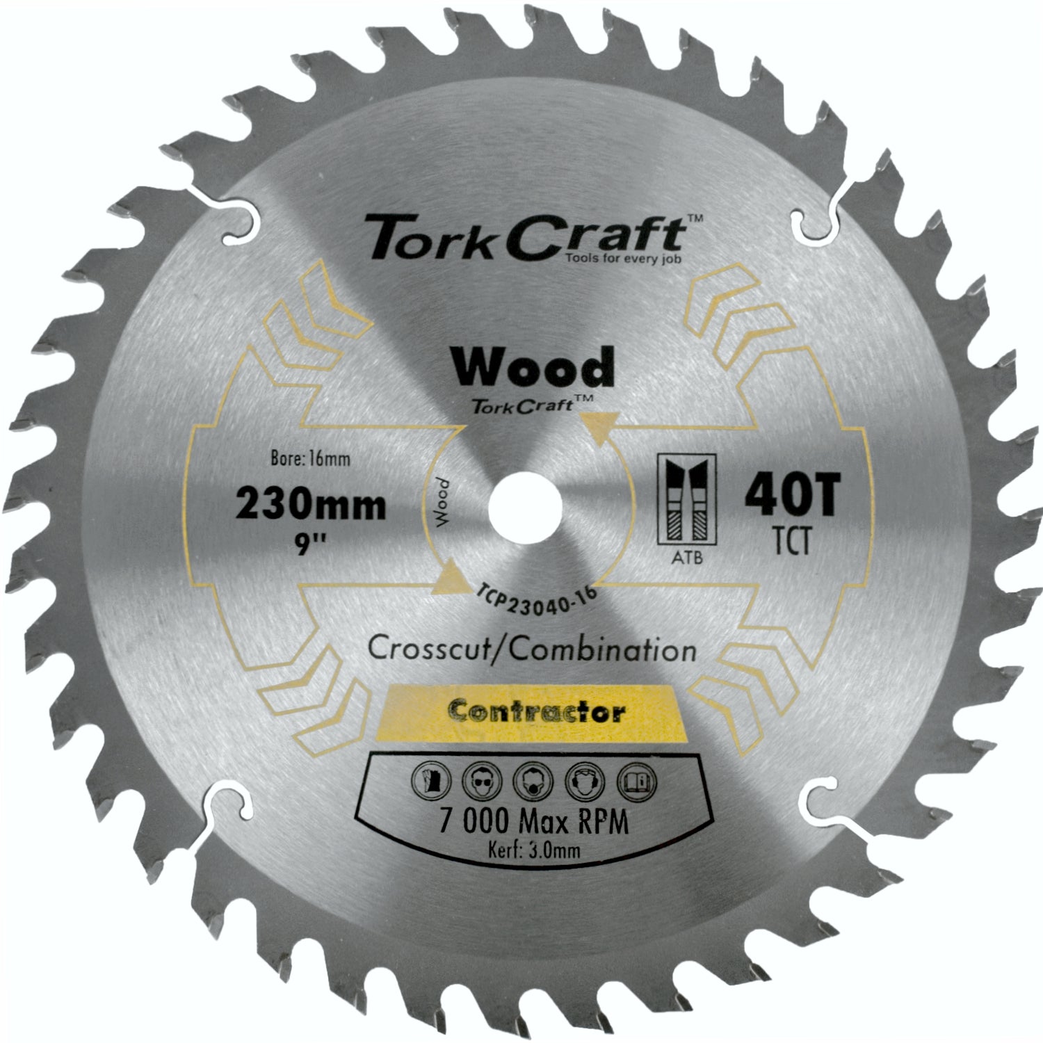 BLADE CONTRACTOR 230 X40T 16MM CIRCULAR SAW TCT