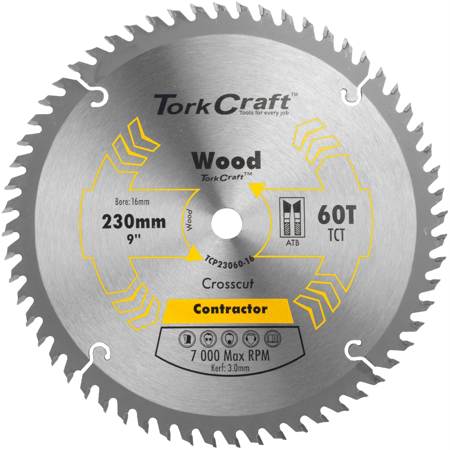 BLADE CONTRACTOR 230 X 60T 16MM CIRCULAR SAW TCT