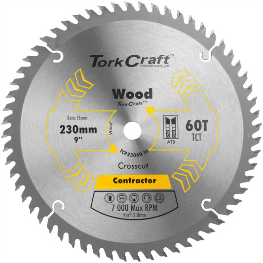BLADE CONTRACTOR 230 X 60T 16MM CIRCULAR SAW TCT