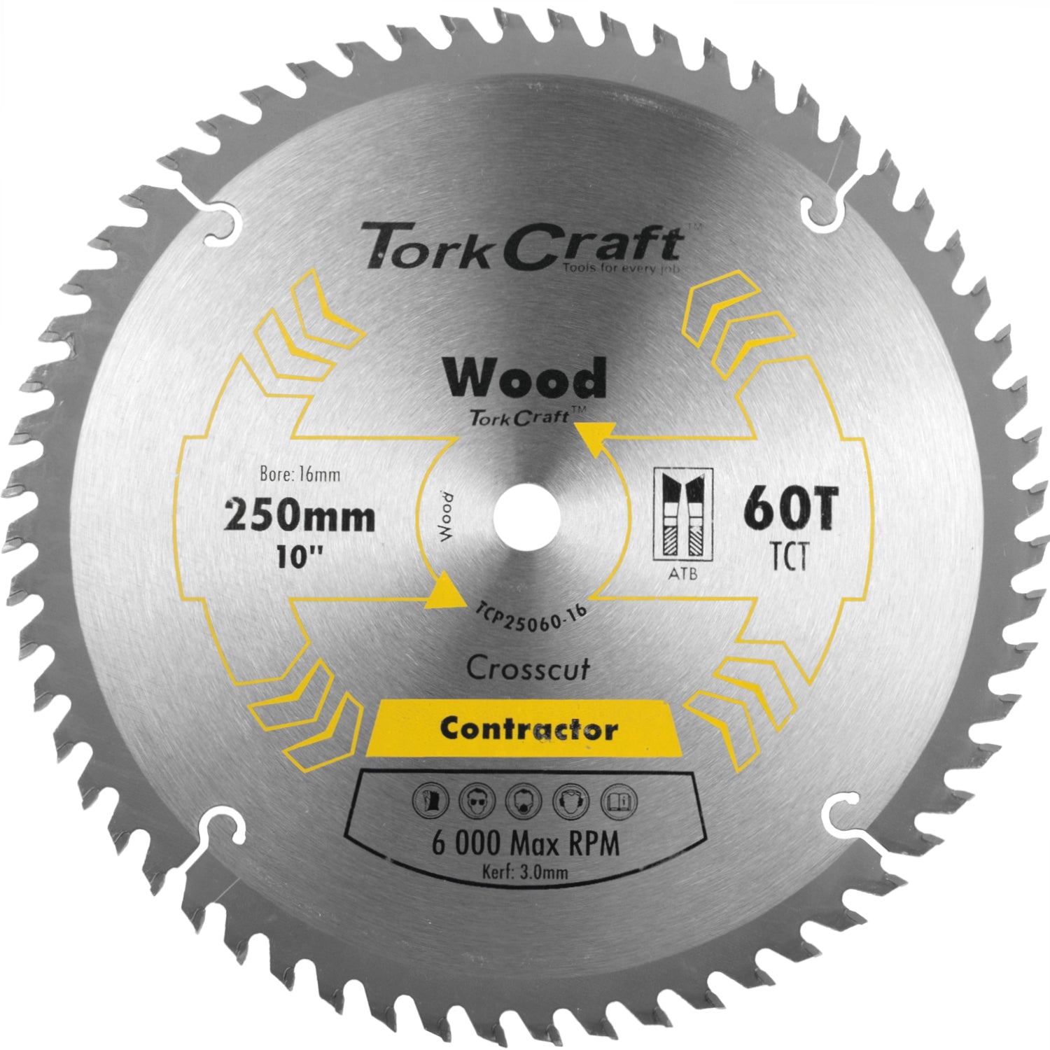 BLADE CONTRACTOR 250 X 60T 16MM CIRCULAR SAW TCT