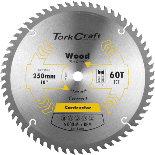 BLADE CONTRACTOR 250 X 60T 16MM CIRCULAR SAW TCT