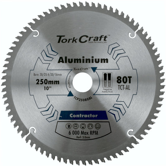 BLADE CONTRACTOR ALUM 250 X 80T TCG NEG 30MM CIRCULAR SAW TCT