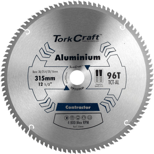 BLADE CONTRACTOR ALUM 315 X 96T 30/1/20/16 ALUMINIUM CIRCULAR SAW TCT
