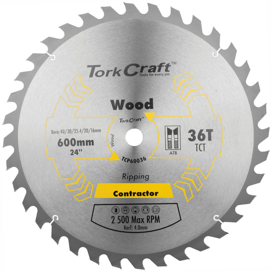 TCT SAW BLADE RIPPING 600X36T 40/30/25.4/20/16