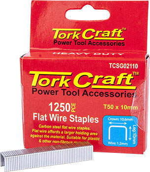 FLAT WIRE STAPLE 16G X10.6MM X 10MM T50 1250PC C/STEEL FOR TCSG0210