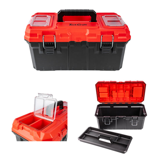 HEAVY DUTY PLASTIC TOOL BOX WITH ORGANIZER RED/BLACK 480MM