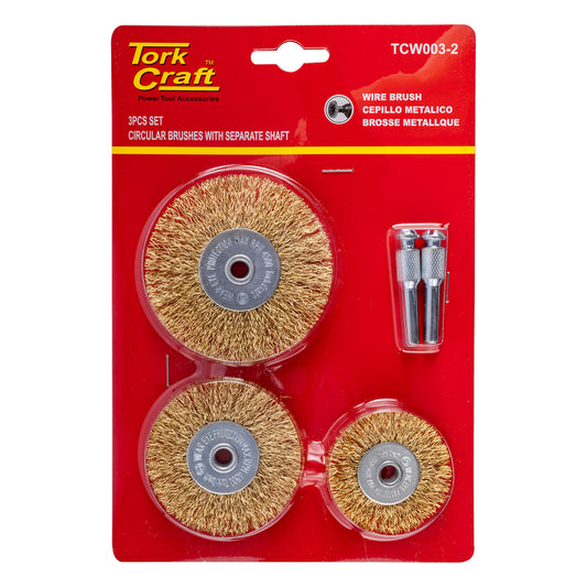 WIRE BRUSH SET 3PCE WITH SEPARATE SHAFT
