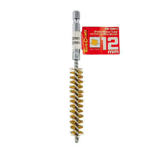 TUBE BRUSH 12MM X 120MM BRASS WIRE 6,35MM HEX SHANK