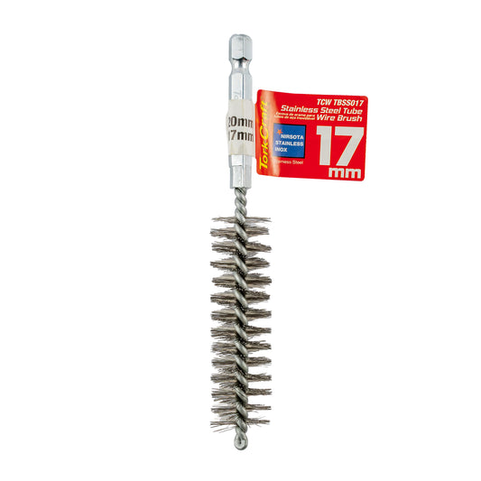 TUBE BRUSH 17MM X 120MM STAINLESS STEEL 6,35MM HEX SHANK