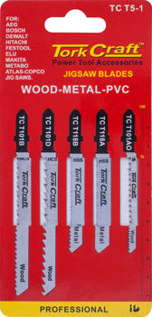 T-SHANK JIGSAW BLADES 5 PIECE ASSORTED
