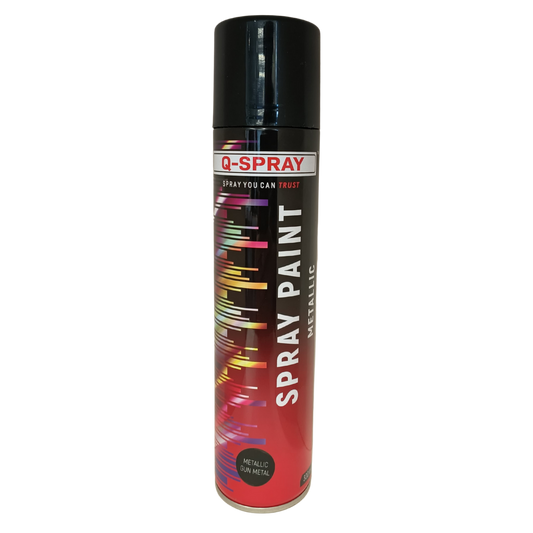 Q-Spray Paint Metallic Gun Metal Grey 300Ml