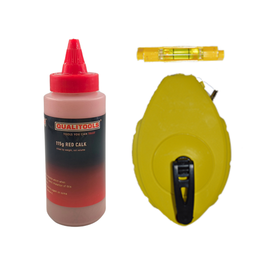 Chalk Line Plastic Case + Powder + Line Level