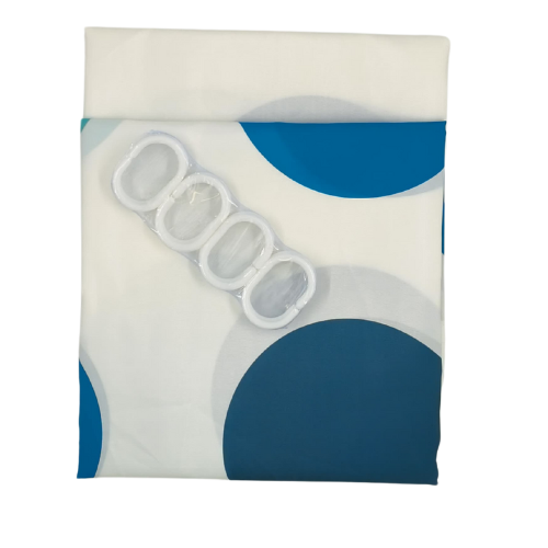 Shower Curtain + Rings 2.0M X 1.3M Assorted Colour