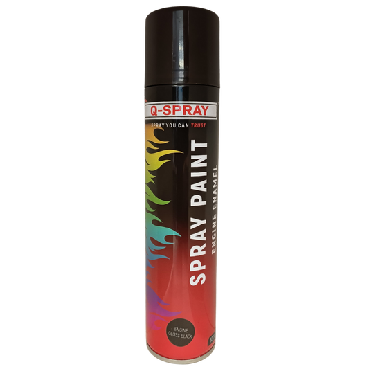 Q-Spray Paint Engine Enamel Black 300Ml