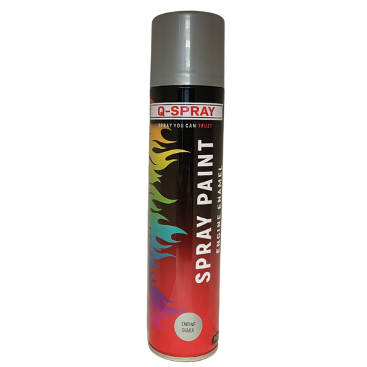 Q-Spray Paint Engine Enamel Silver 300Ml